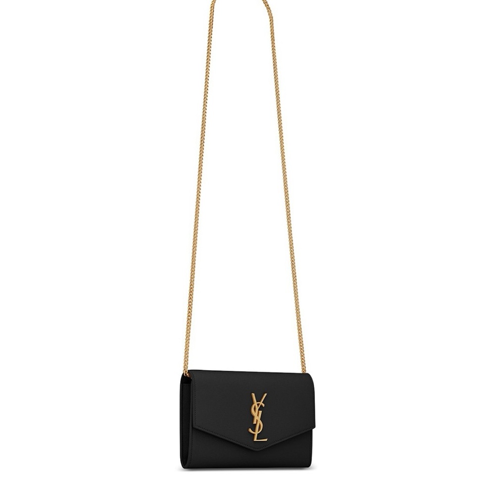 Yves Saint Laurent Black Crossbody Bag with Gold Accents